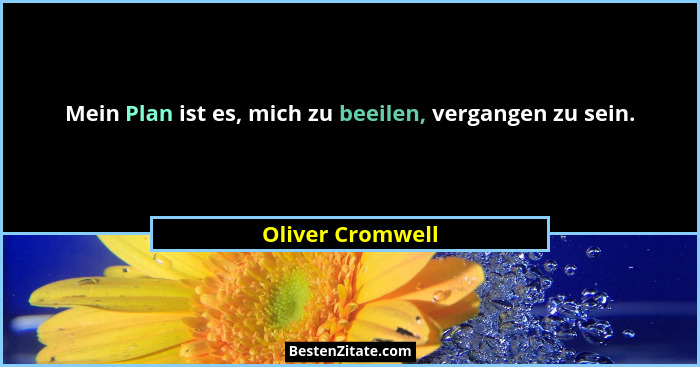 Mein Plan ist es, mich zu beeilen, vergangen zu sein.... - Oliver Cromwell