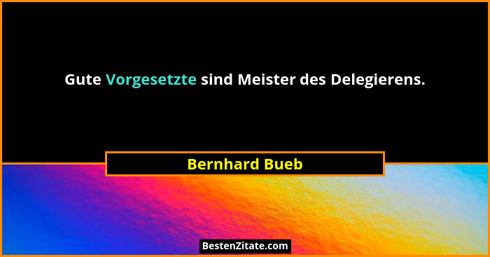 Gute Vorgesetzte sind Meister des Delegierens.... - Bernhard Bueb