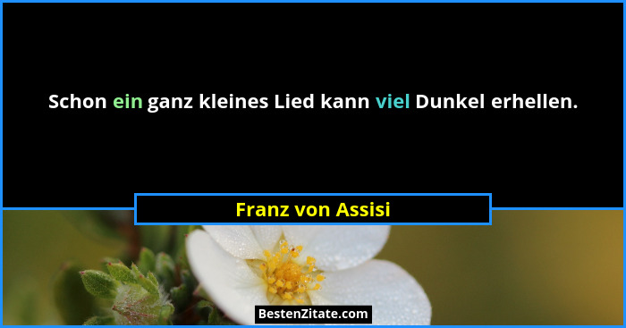 Schon ein ganz kleines Lied kann viel Dunkel erhellen.... - Franz von Assisi