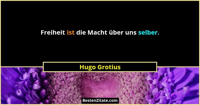 Freiheit ist die Macht über uns selber.... - Hugo Grotius