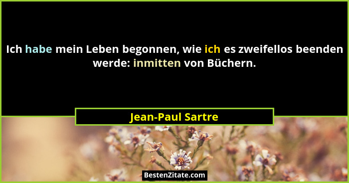 Ich habe mein Leben begonnen, wie ich es zweifellos beenden werde: inmitten von Büchern.... - Jean-Paul Sartre