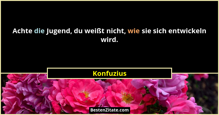 Achte die Jugend, du weißt nicht, wie sie sich entwickeln wird.... - Konfuzius