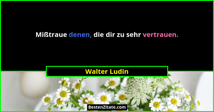 Mißtraue denen, die dir zu sehr vertrauen.... - Walter Ludin