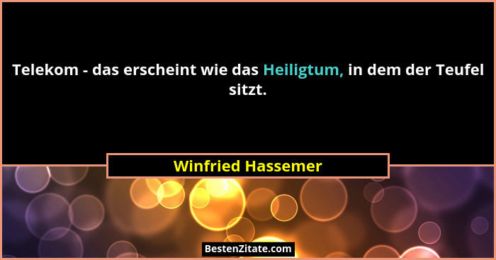 Telekom - das erscheint wie das Heiligtum, in dem der Teufel sitzt.... - Winfried Hassemer