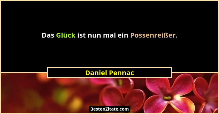Das Glück ist nun mal ein Possenreißer.... - Daniel Pennac