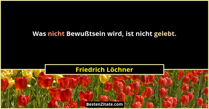 Was nicht Bewußtsein wird, ist nicht gelebt.... - Friedrich Löchner