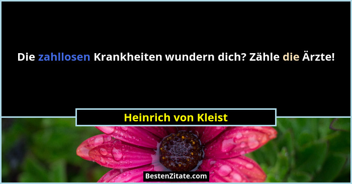 Die zahllosen Krankheiten wundern dich? Zähle die Ärzte!... - Heinrich von Kleist