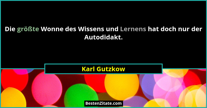 Die größte Wonne des Wissens und Lernens hat doch nur der Autodidakt.... - Karl Gutzkow