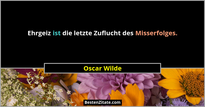 Ehrgeiz ist die letzte Zuflucht des Misserfolges.... - Oscar Wilde