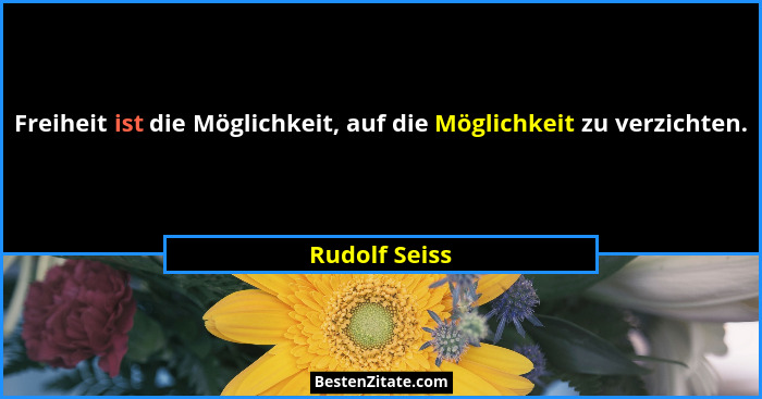 Freiheit ist die Möglichkeit, auf die Möglichkeit zu verzichten.... - Rudolf Seiss