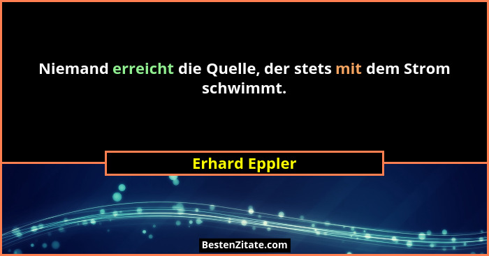 Niemand erreicht die Quelle, der stets mit dem Strom schwimmt.... - Erhard Eppler