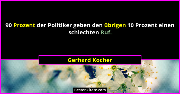90 Prozent der Politiker geben den übrigen 10 Prozent einen schlechten Ruf.... - Gerhard Kocher