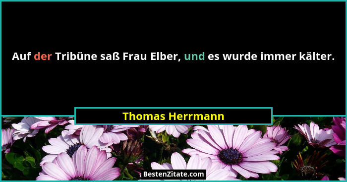 Auf der Tribüne saß Frau Elber, und es wurde immer kälter.... - Thomas Herrmann