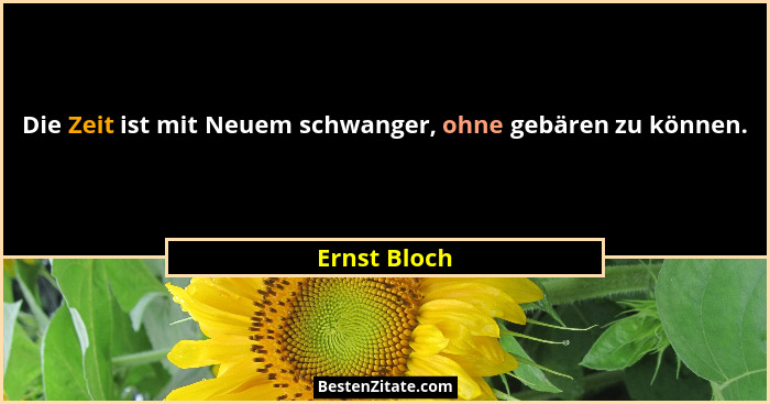 Die Zeit ist mit Neuem schwanger, ohne gebären zu können.... - Ernst Bloch