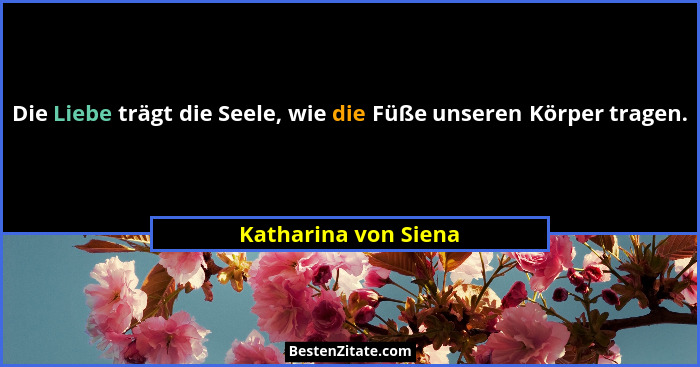 Die Liebe trägt die Seele, wie die Füße unseren Körper tragen.... - Katharina von Siena