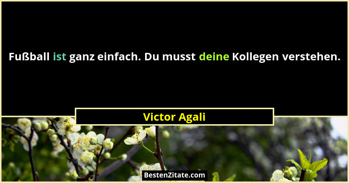 Fußball ist ganz einfach. Du musst deine Kollegen verstehen.... - Victor Agali