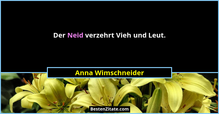 Der Neid verzehrt Vieh und Leut.... - Anna Wimschneider