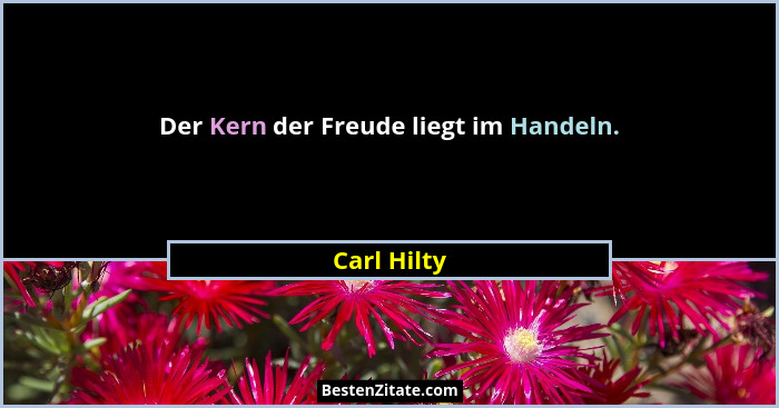 Der Kern der Freude liegt im Handeln.... - Carl Hilty