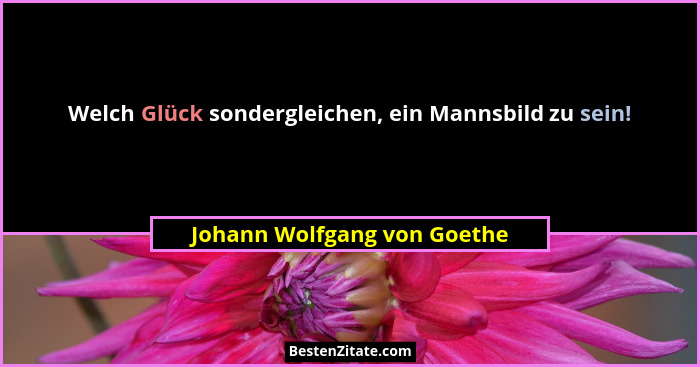 Welch Glück sondergleichen, ein Mannsbild zu sein!... - Johann Wolfgang von Goethe