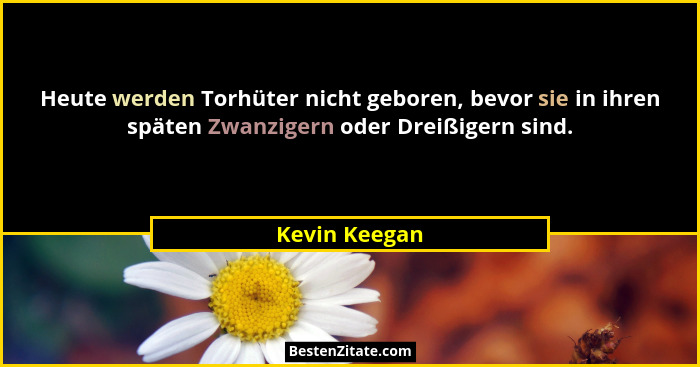 Heute werden Torhüter nicht geboren, bevor sie in ihren späten Zwanzigern oder Dreißigern sind.... - Kevin Keegan