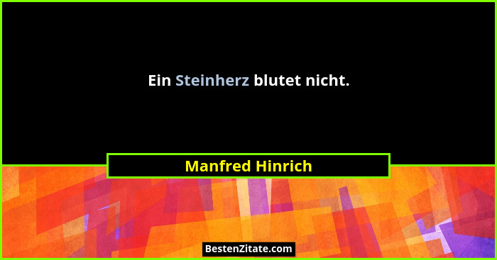 Ein Steinherz blutet nicht.... - Manfred Hinrich
