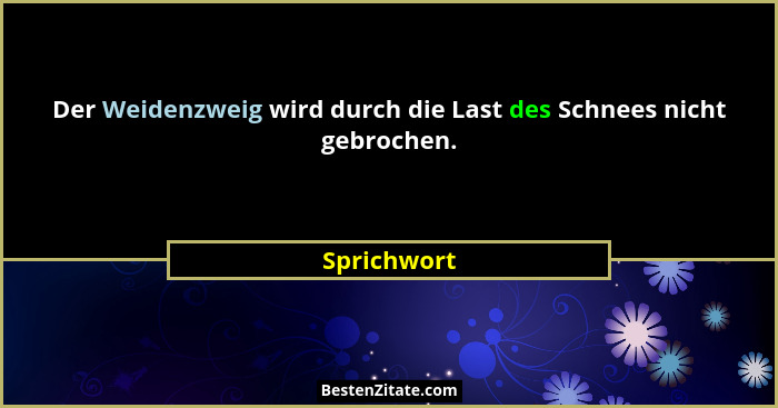 Der Weidenzweig wird durch die Last des Schnees nicht gebrochen.... - Sprichwort