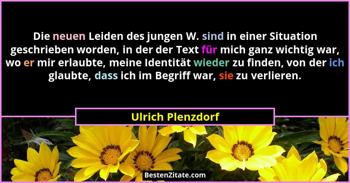 Die neuen Leiden des jungen W. sind in einer Situation geschrieben worden, in der der Text für mich ganz wichtig war, wo er mir erl... - Ulrich Plenzdorf