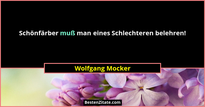 Schönfärber muß man eines Schlechteren belehren!... - Wolfgang Mocker