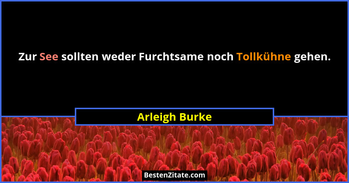 Zur See sollten weder Furchtsame noch Tollkühne gehen.... - Arleigh Burke