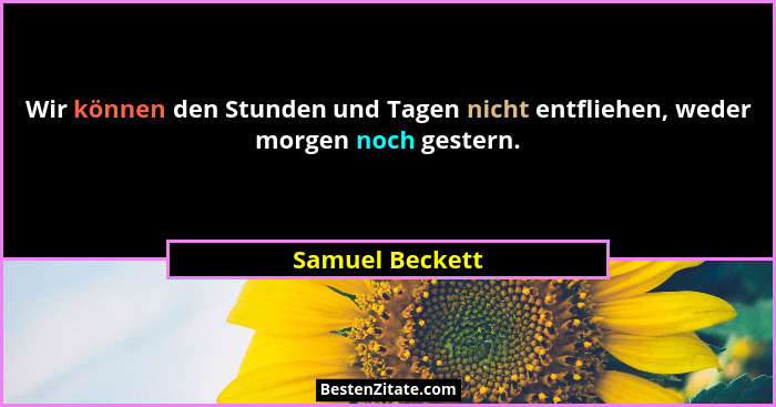 Wir können den Stunden und Tagen nicht entfliehen, weder morgen noch gestern.... - Samuel Beckett