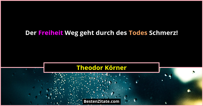 Der Freiheit Weg geht durch des Todes Schmerz!... - Theodor Körner