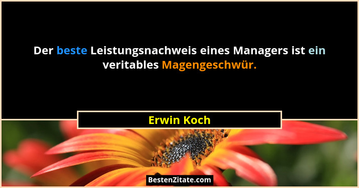 Der beste Leistungsnachweis eines Managers ist ein veritables Magengeschwür.... - Erwin Koch