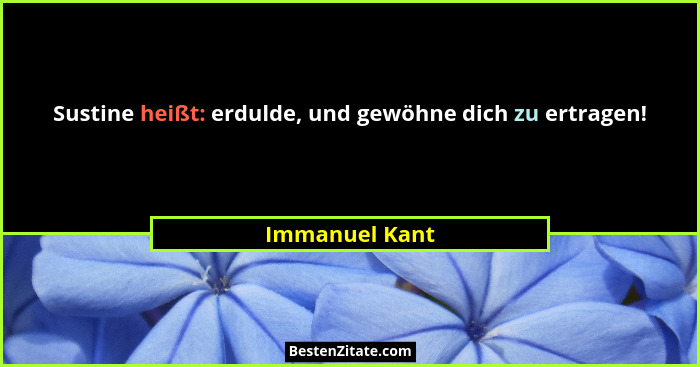 Sustine heißt: erdulde, und gewöhne dich zu ertragen!... - Immanuel Kant