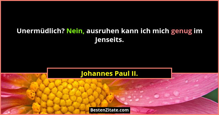 Unermüdlich? Nein, ausruhen kann ich mich genug im Jenseits.... - Johannes Paul II.