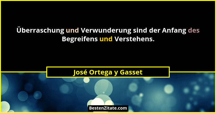 Überraschung und Verwunderung sind der Anfang des Begreifens und Verstehens.... - José Ortega y Gasset