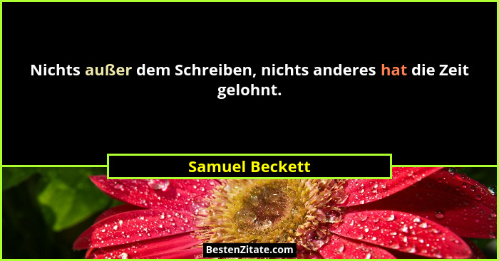 Nichts außer dem Schreiben, nichts anderes hat die Zeit gelohnt.... - Samuel Beckett