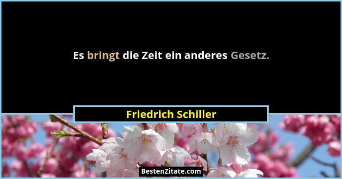 Es bringt die Zeit ein anderes Gesetz.... - Friedrich Schiller