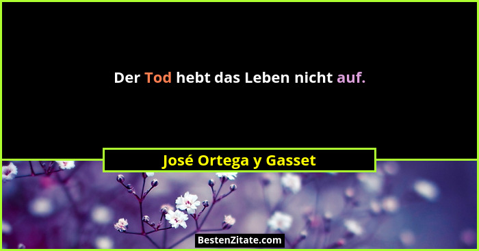 Der Tod hebt das Leben nicht auf.... - José Ortega y Gasset
