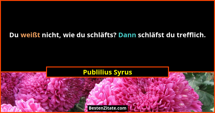 Du weißt nicht, wie du schläfts? Dann schläfst du trefflich.... - Publilius Syrus