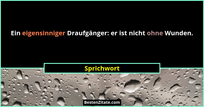 Ein eigensinniger Draufgänger: er ist nicht ohne Wunden.... - Sprichwort
