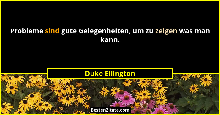 Probleme sind gute Gelegenheiten, um zu zeigen was man kann.... - Duke Ellington