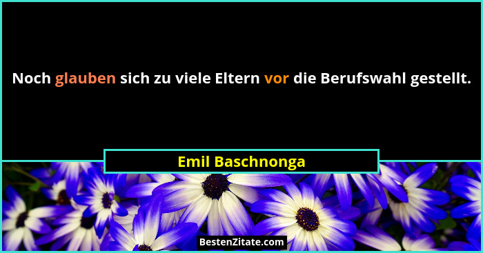 Noch glauben sich zu viele Eltern vor die Berufswahl gestellt.... - Emil Baschnonga
