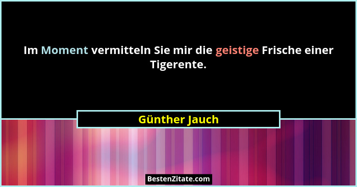Im Moment vermitteln Sie mir die geistige Frische einer Tigerente.... - Günther Jauch