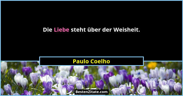 Die Liebe steht über der Weisheit.... - Paulo Coelho