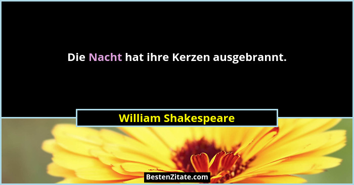 Die Nacht hat ihre Kerzen ausgebrannt.... - William Shakespeare