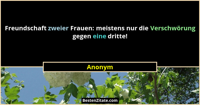 Freundschaft zweier Frauen: meistens nur die Verschwörung gegen eine dritte!... - Anonym