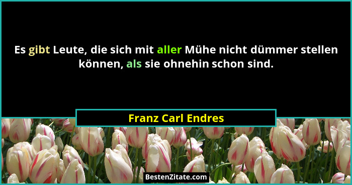 Es gibt Leute, die sich mit aller Mühe nicht dümmer stellen können, als sie ohnehin schon sind.... - Franz Carl Endres