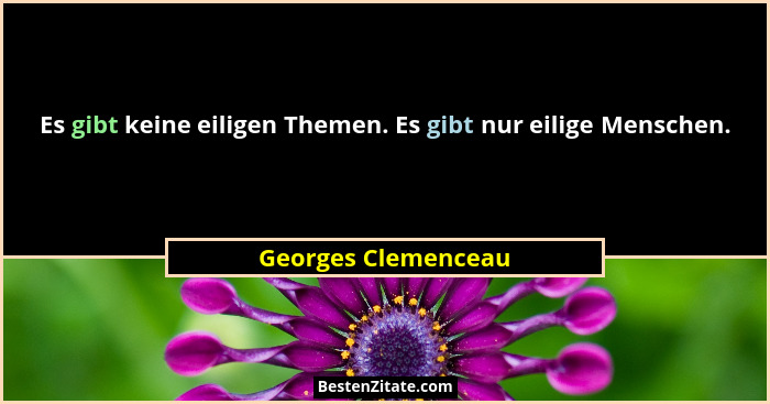 Es gibt keine eiligen Themen. Es gibt nur eilige Menschen.... - Georges Clemenceau
