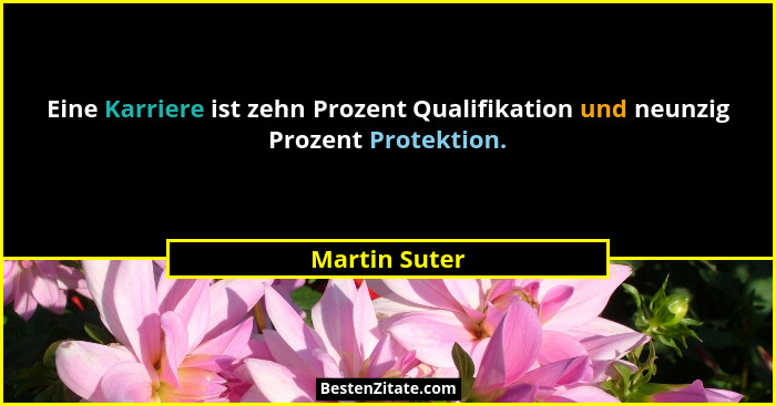 Eine Karriere ist zehn Prozent Qualifikation und neunzig Prozent Protektion.... - Martin Suter
