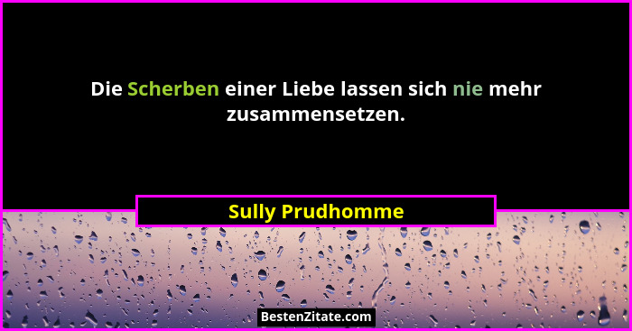 Die Scherben einer Liebe lassen sich nie mehr zusammensetzen.... - Sully Prudhomme